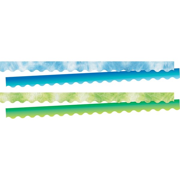 Barker Creek Tie-Dye & Ombré Blue & Lime Double-Sided Scalloped Trim Set of 4, 52/set 4357